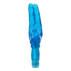 Vibrátor modrej farby v tvare ruky s výstupkami na dráždenie klitorisu na palci.