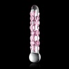 Sklenené dildo s ružovými perličkami pre intenzívnejšiu stimuláciu.