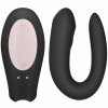 Partnerský silikónový vibrátor v tvare písmena U v čiernej farbe.