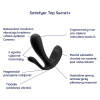 Detailný popis vaginálneho a análneho kolíka Satisfyer Top Secret + v čiernej farbe.