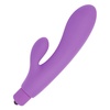 Silikónový vibrátor fialovej farby s hladkým hodvábnym povrchom a stimulátorom klitorisu.