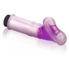 Želatínový masážny prístroj s vibráciami a troma jemnými výstupkami na dráždenie klitorisu.