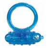 Modrý silikónový vibračný erekčný krúžok s výstupkami.