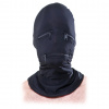 Čierna maska na hlavu s otvormi na zips pre oci a usta.