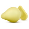 Žltý silikónový análny kolík s úzkou špičkou a zátkou proti vkĺznutiu v tvare srdca.