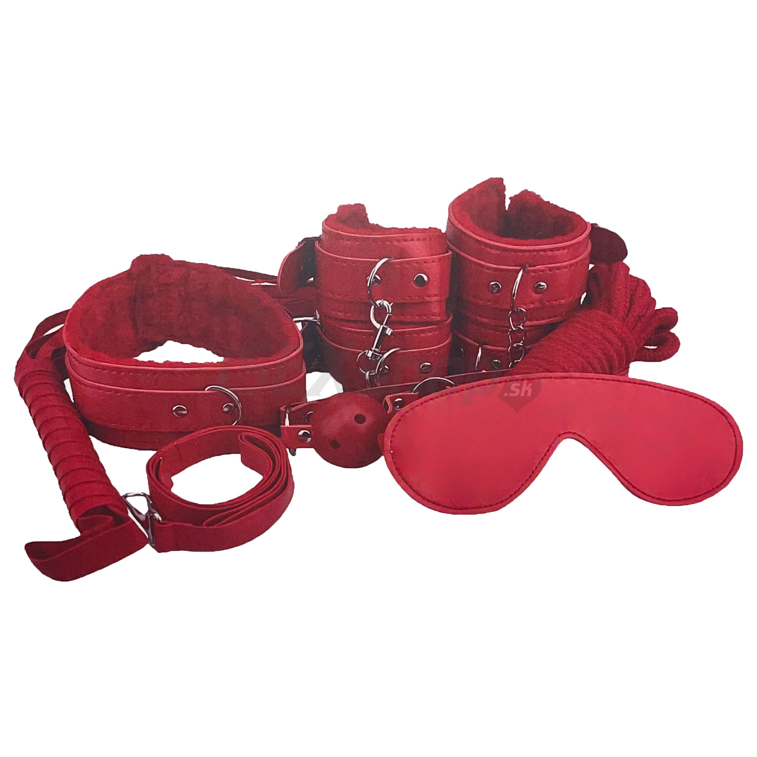 E-shop 8-dielny červený BDSM kit s kožušinou