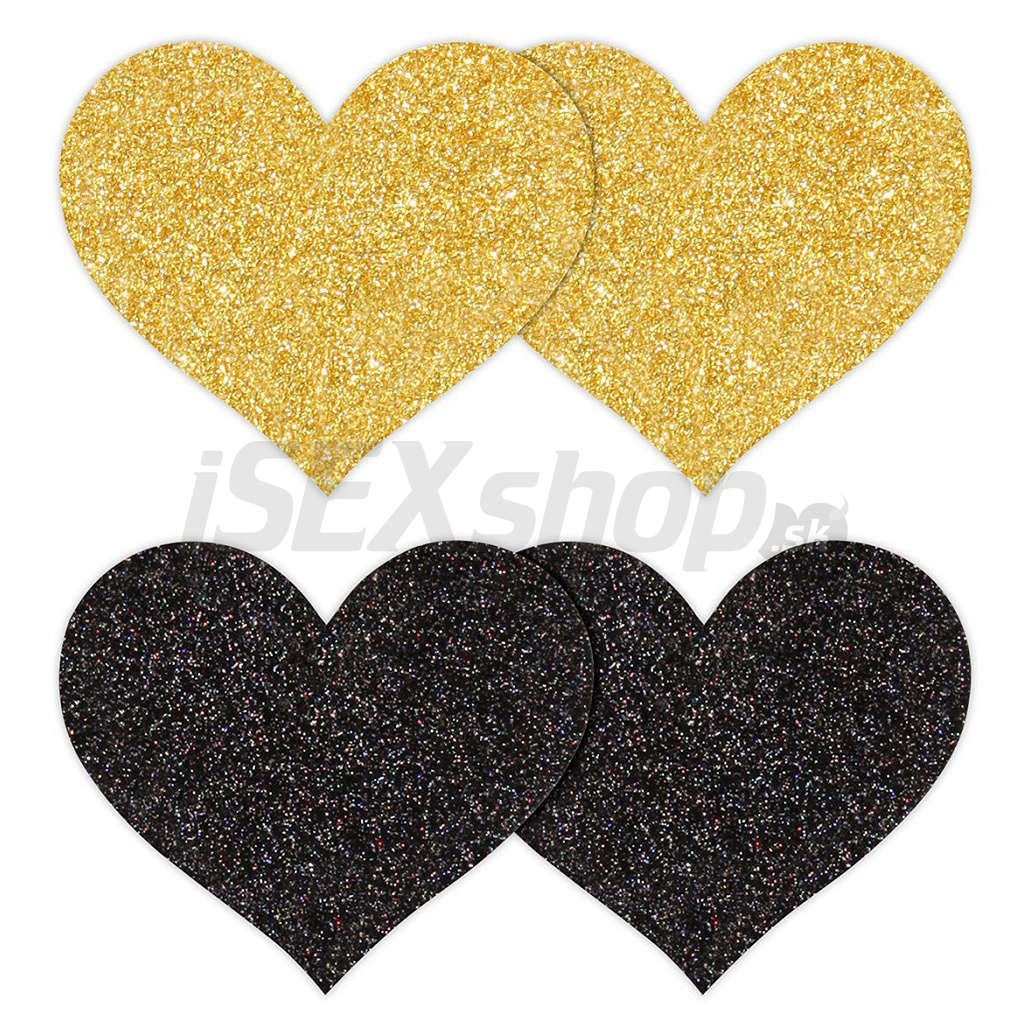 E-shop Nálepky na bradavky srdcia čierna a zlatá 4 ks