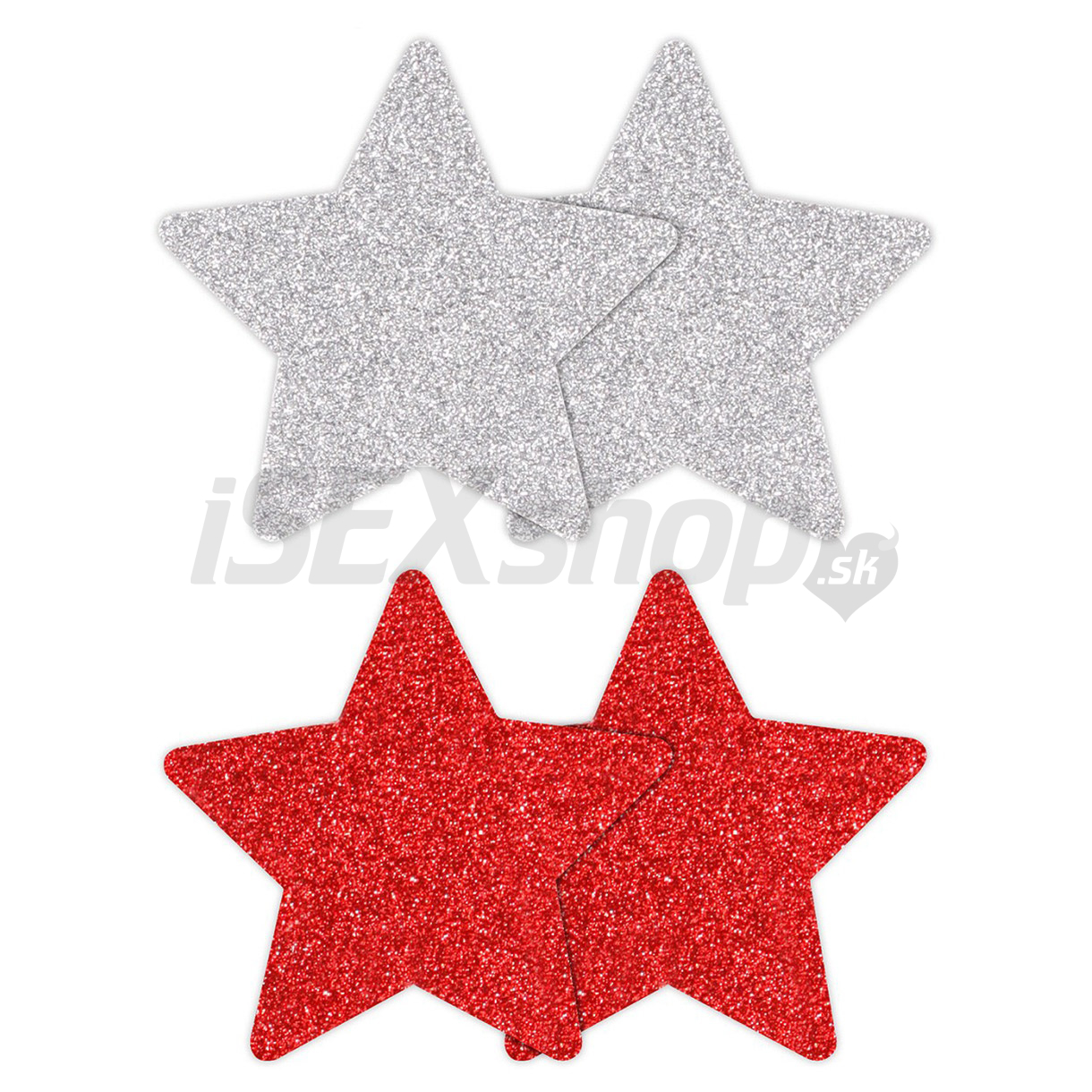 E-shop Nálepky na bradavky hviezdy červená a strieborná 4 ks