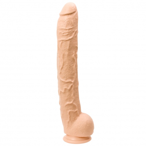 Obrovské realistické dildo v tvare žilnatého masívneho penisu s prísavkou a semenníkmi - XXL Dick Rambone 43 cm.