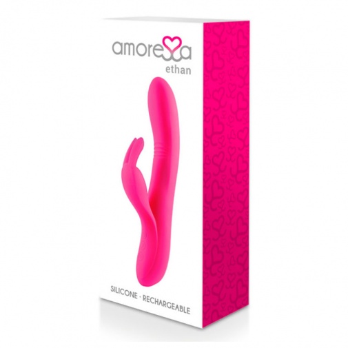 Balenie klitorisového nabíjacieho vibrátora zo silikónu s vodotesným povrchom ružovej farby - Amoressa Ethan Wave.