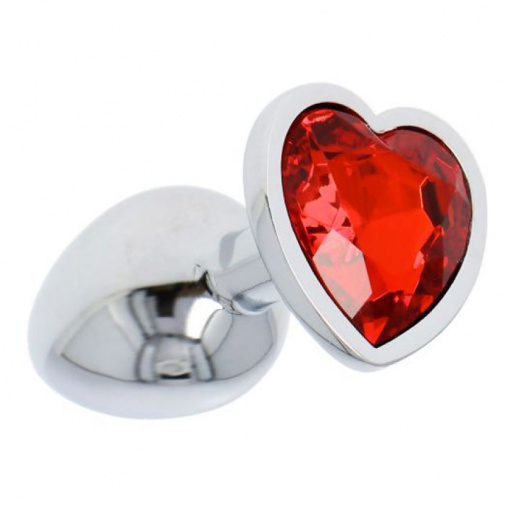 Malý kovový análny kolík s krištáľom červené srdce S
