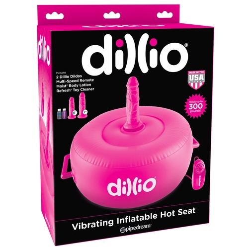 V balení vibračné ružové kreslo s dildom v tvare penisu v balení.