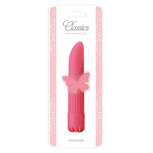 Ružový malý vibrátor s hladkým povrchom elegantým dizajnom a tichým motorčekom na dráždenie klitorisu aj vagíny.