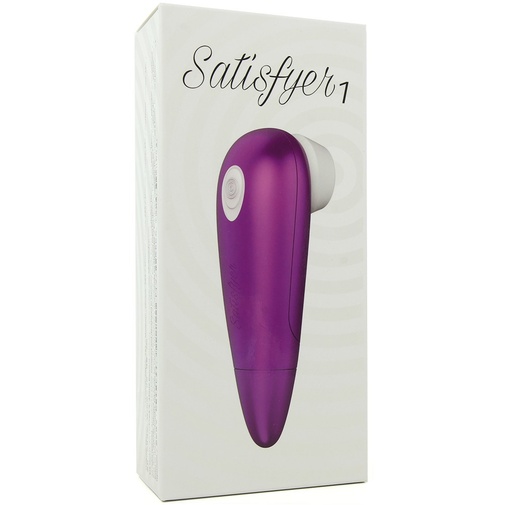 Pohľad na silikónový sací stimulátor klitorisu Satisfyer 1 v balení.