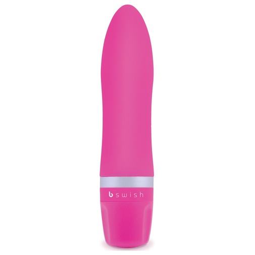 Kvalitný silikónový mini vibrátor B Swish bcute Classic v ružovej farbe je úplne vodotesný