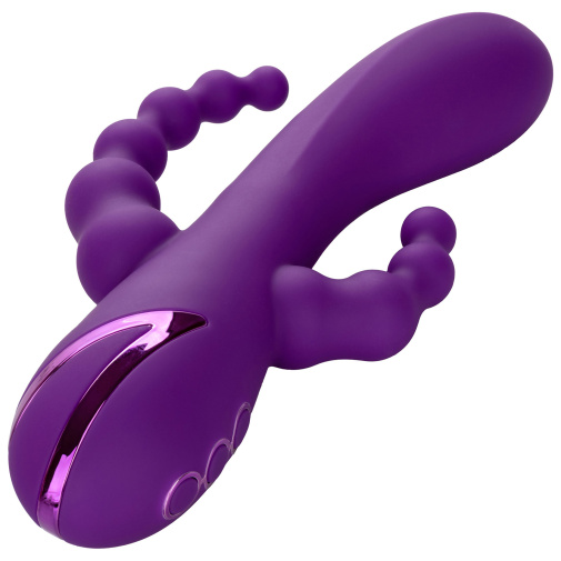 Fialový vibrátor Long Beach Bootylicious znamená totálnu rozkoš. Vaginálna časť poteší vagínu, klitorisová časť rozvibruje klitoris, análna časť sa postará o nervové zakončenia v zadočku.