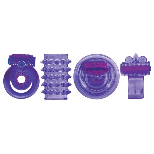 Sada 4 erotických pomôcok vo fialovej farbe pre páry Climax Kit Neon.
