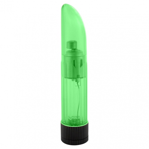 Pevný vibrátor v vertikálnym vrúbkovaním v zelenej farbe