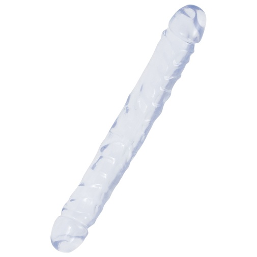 Priehľadné double obojstranné dildo na súčasnú penetráciu vagíny a análu alebo dildo pre dve ženy