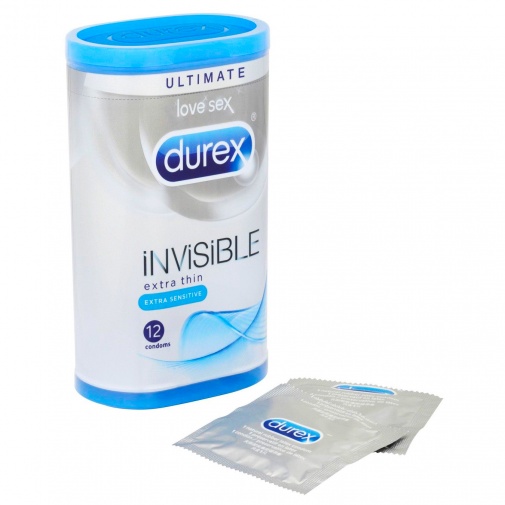 Extra tenké a senzitívne kondómy Durex v dvanásť kusovom balení.