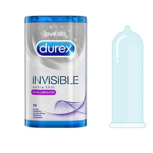Extra tenké a extra lubrikované kondómy Durex Invisible Extra Lubricated v 10 ks balení
