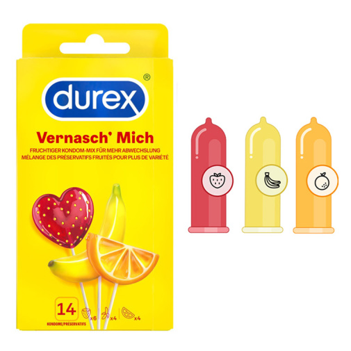 Durex Taste Me ochutené kondómy: jahoda - banán - pomaranč