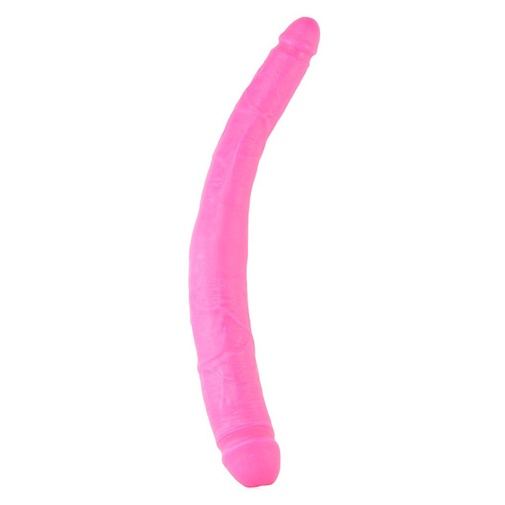 Ružové ohybné dildo pre dvojitú penetráciu.