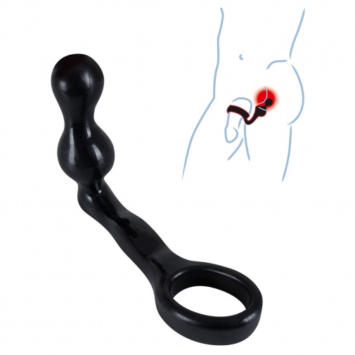 Čierny análny kolík The A Fun na prostatu a erekčný krúžok v jednom.