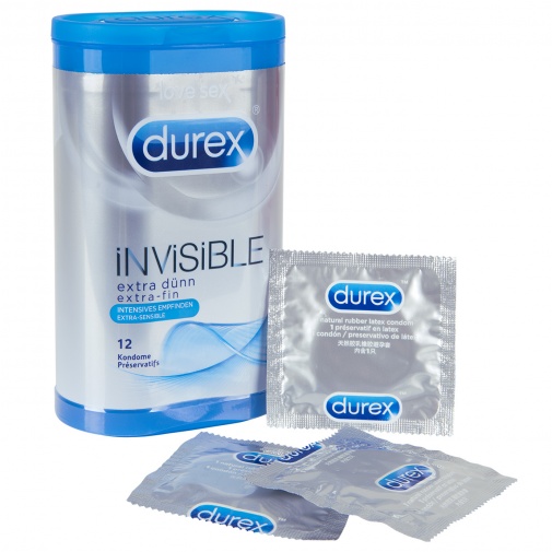 Extra tenké a senzitívne kondómy značky Durex v dvanásť kusovom balení.