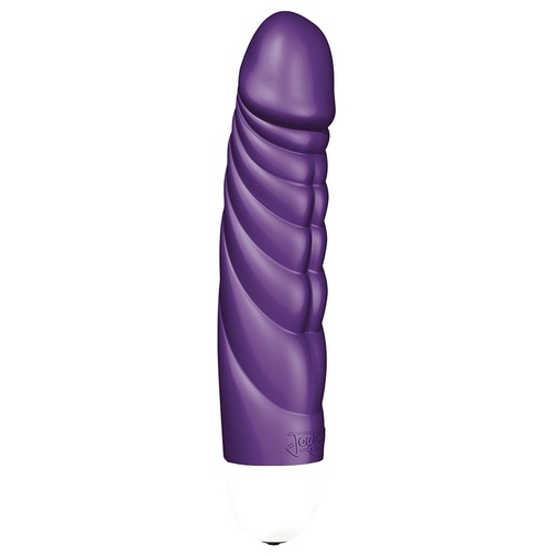 Extra tichý silikónový vibrátor vo fialovej farbe s vrúbkovaným povrchom, dlhý 17 cm a hrubý 3 cm, vhodný nielen do vane, od značky JoyDivision - Mr. Perfect Intense.