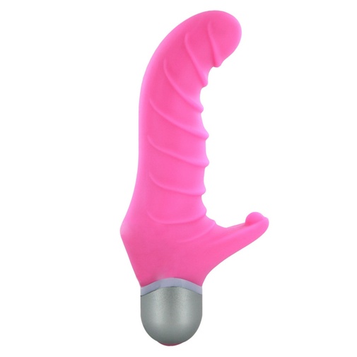 G-Bod vibrátor s vrúbkovaním po celej dĺžke a stimulátorom klitorisu
