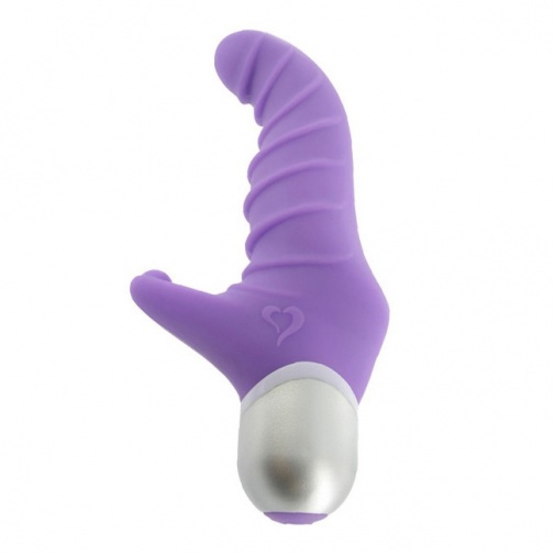Vibrátor Fonzie fialovej farby so zakrivenou špičkou a veľkým výstupkom na stimuláciu klitorisu.