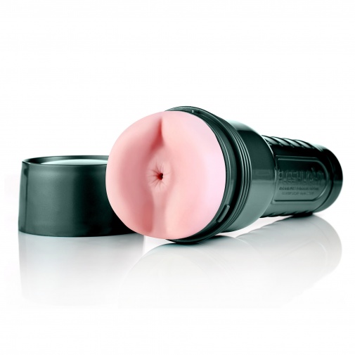 Otvorený vibračný masturbátor Fleshlight v tvare pánskeho zadočku.
