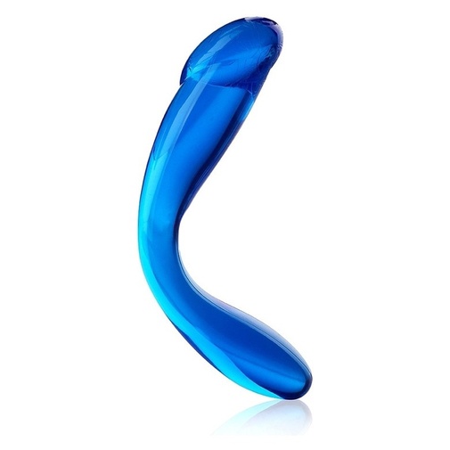 Veľmi flexibilná erotická pomôcka modrej farby pre análnu rozkoš.