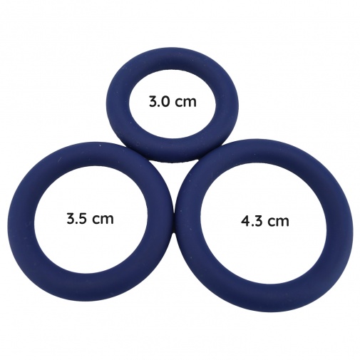 Rozmery troch erekčných krúžkov 3 cm, 3.5 cm a 4,3 cm.