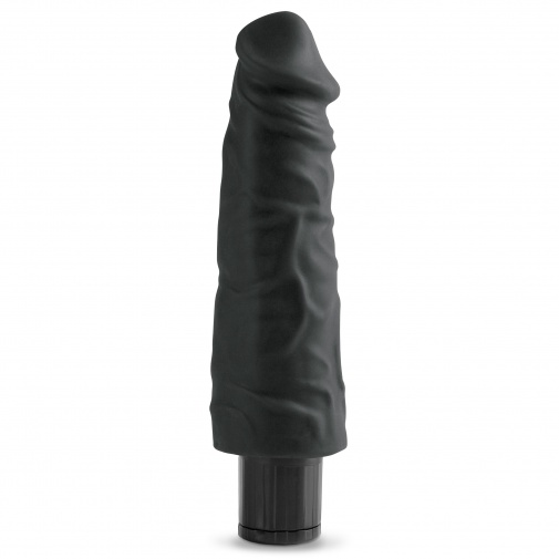 Hrubý čierny vibrátor z veľmi realistického materiálu v tvare penisu, veľmi jemný na dotyk, hrubý 4,5 - 5,5 cm, Real Feel lifelike no. 9 - Pipedream.
