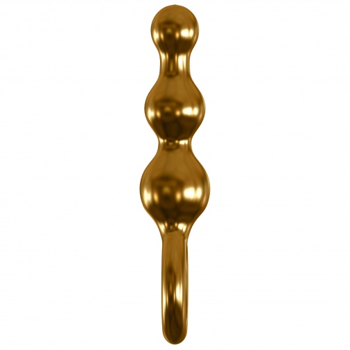 Kvalitné sklenené zlaté dildo s úchytkou.