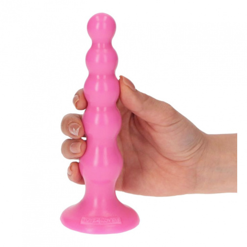 Ružový guľôčkový análny kolík s extra silnou prísavkou, vhodný aj pre začiatočníkov.