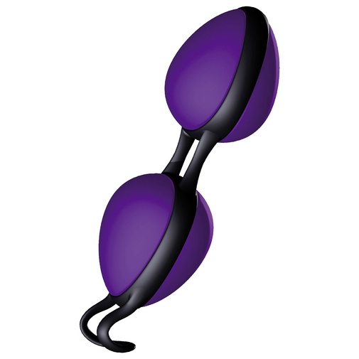 Silikónové venušine guličky na posilnenie svalov panvového dna so schovanou šnúrkou na vyberanie vo fialovo-čiernej farbe značky JoyDivision - Joyballs Secret.