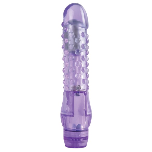 Želatínový vibrátor menších rozmerov vhodný nielen na vaginálne ale aj análne dráždenie s množstvom guľôčkových výstupkov na povrchu Juicy Jewels Purple Passion - Pipedream.