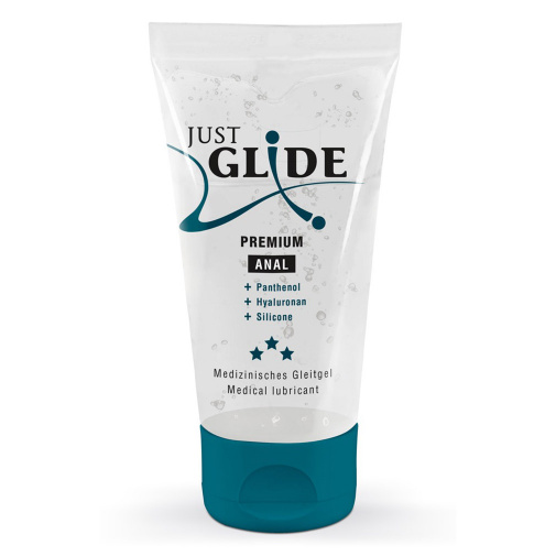 Just Glide Premium Anal 50 ml silikónový lubrikačný gél s hydratačným efektom.