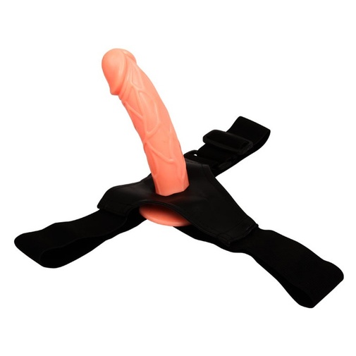Nevibračný realistický pripínací penis na postroji s dutinkou na vloženie penisu.