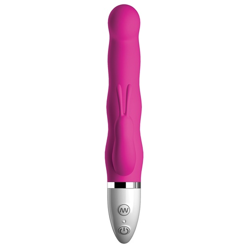 Ružový silikónový vibrátor s priamou stimuláciou klitorisu a bodu G zároveň.