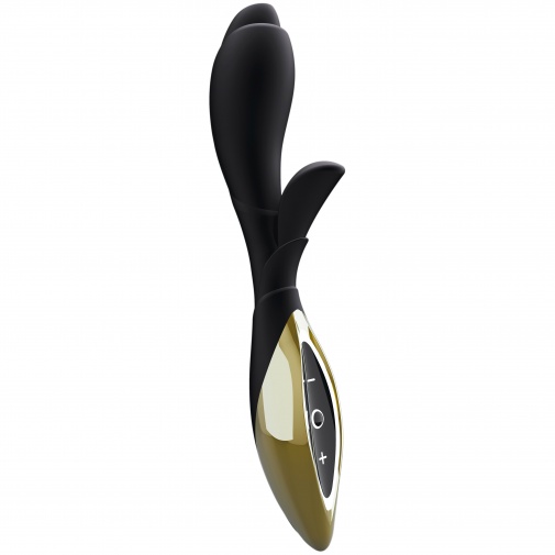 Luxusný klitorisový vibrátor Zini Zook v čierno-zlatej farbe.