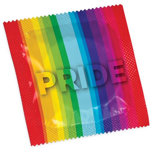 Dúhový obal kondómu Pasante Pride.