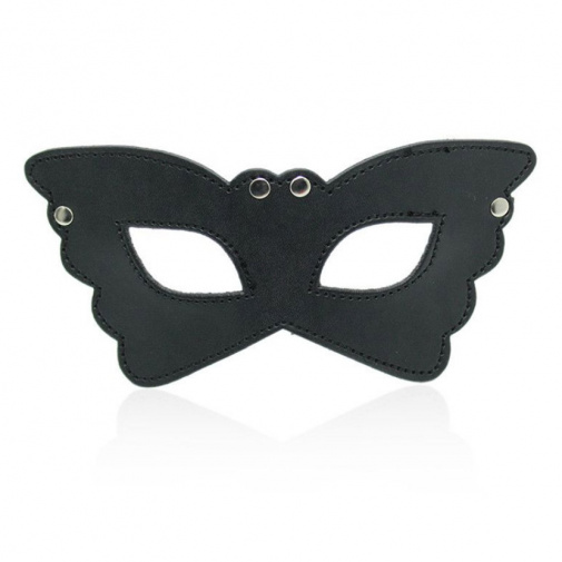 Čierna koženková maska na oči v tvare motýľa.