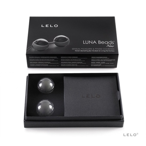 Darčekové balenie luxusných venušiných guličiek na spevnenie panvového svalstva - Lelo Luna Beads Noir.