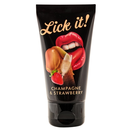 Lubrikačný gél s príchuťou šampus-jahoda - Lick-it