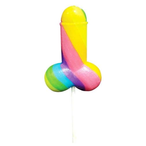 Farebná lízanka v tvare penisu.
