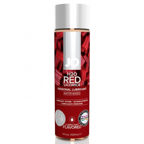 JO H2O Red Licorice lubrikačný gél v objeme 120 ml, vhodný aj na orálne použitie, bez umelých sladidiel s príjemnou vôňou.